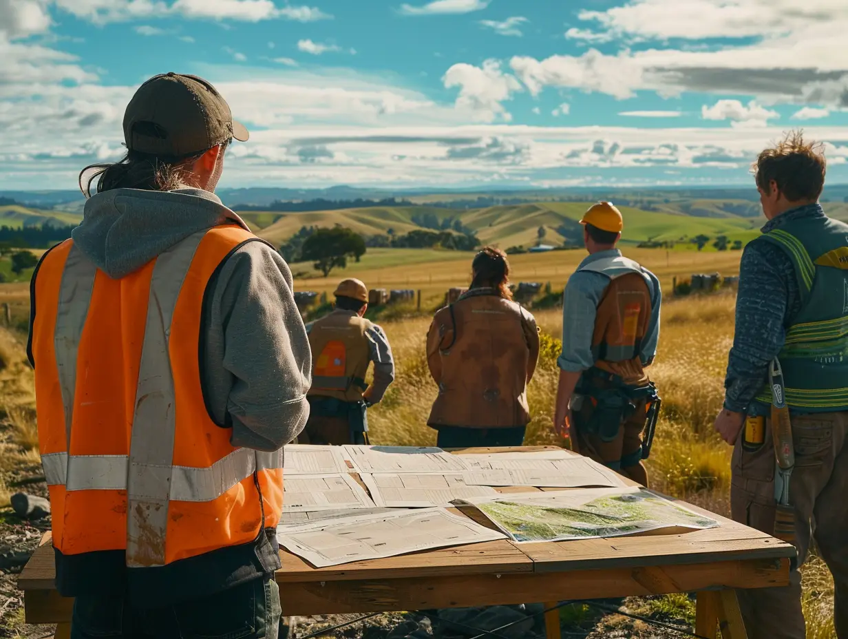 land workers looking at the papers on the wooden table - what is a split estate