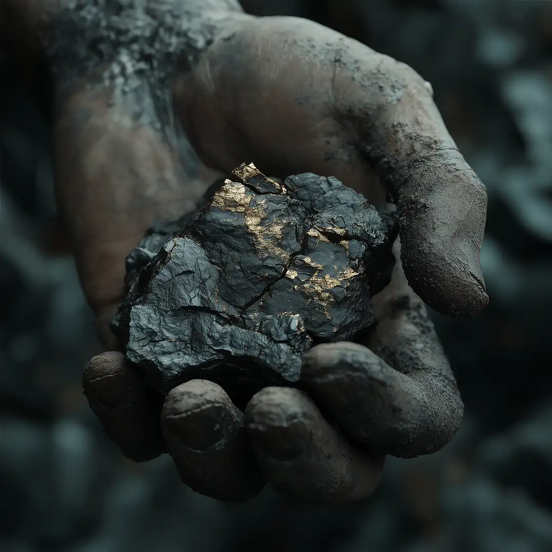 A close up shot of a weathered hand holding gold nugget wondering about it's mineral rights value