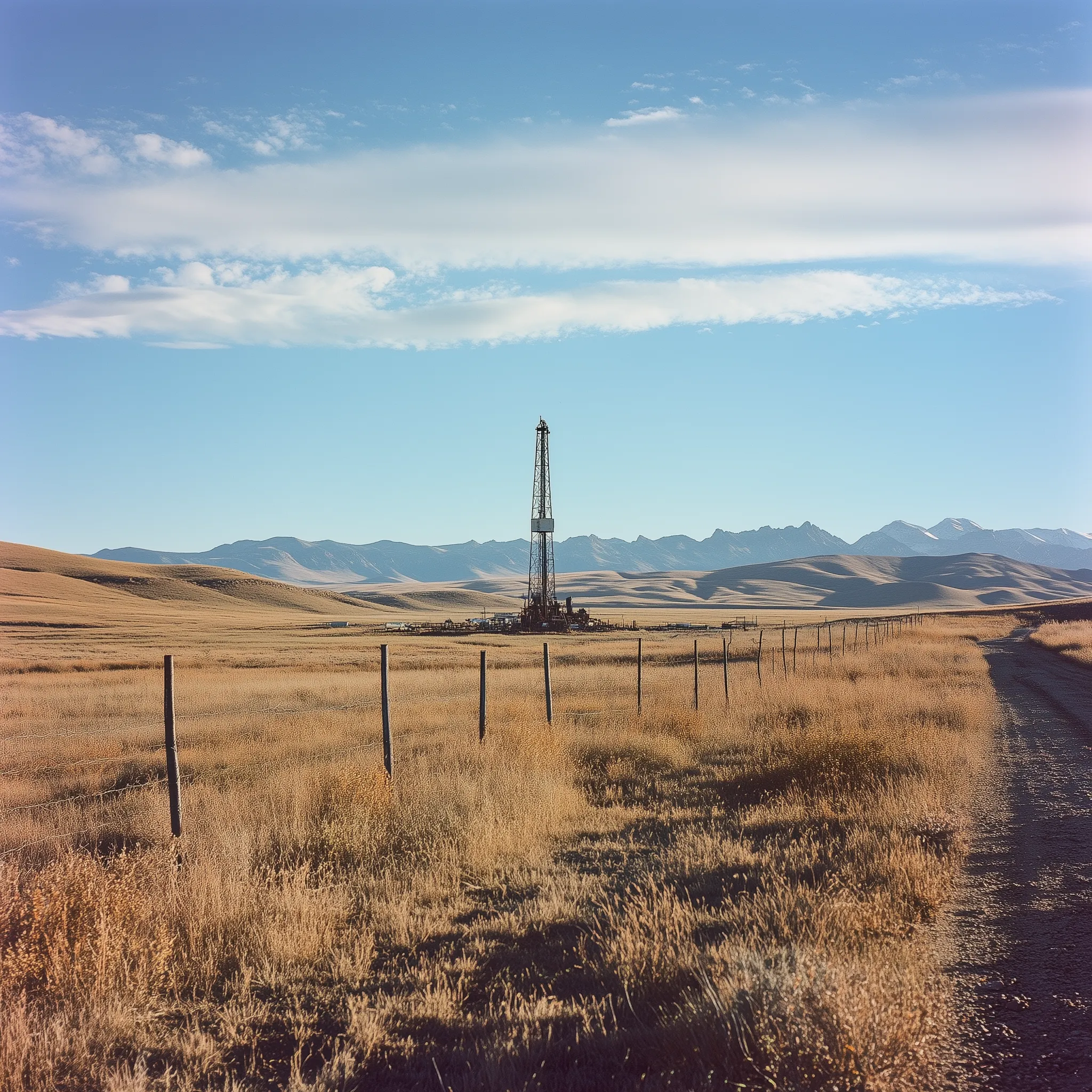 landscape with oil derrick