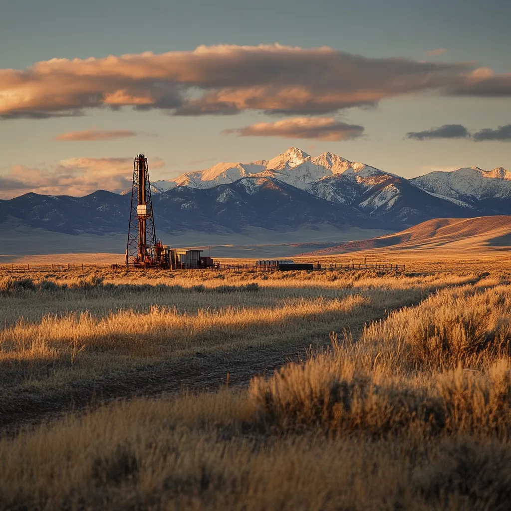 landscape with oil derrick