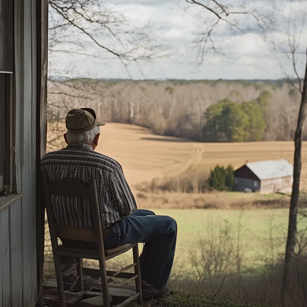 Buying Land Without Mineral Rights - old man on the porch