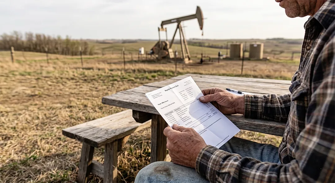 Oil-and-Gas-Royalties-man-looking-at-the-royalty-payment-document