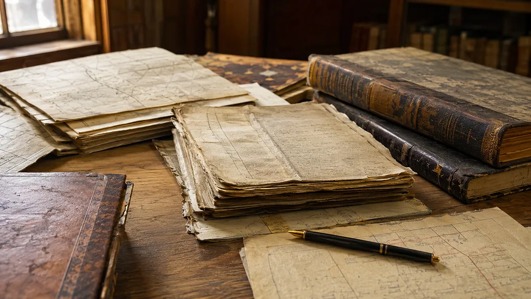 abandoned-mineral-rights-old-land-deeds-mineral-records-county-tract-books-and-pen-on-a-wooden-desk