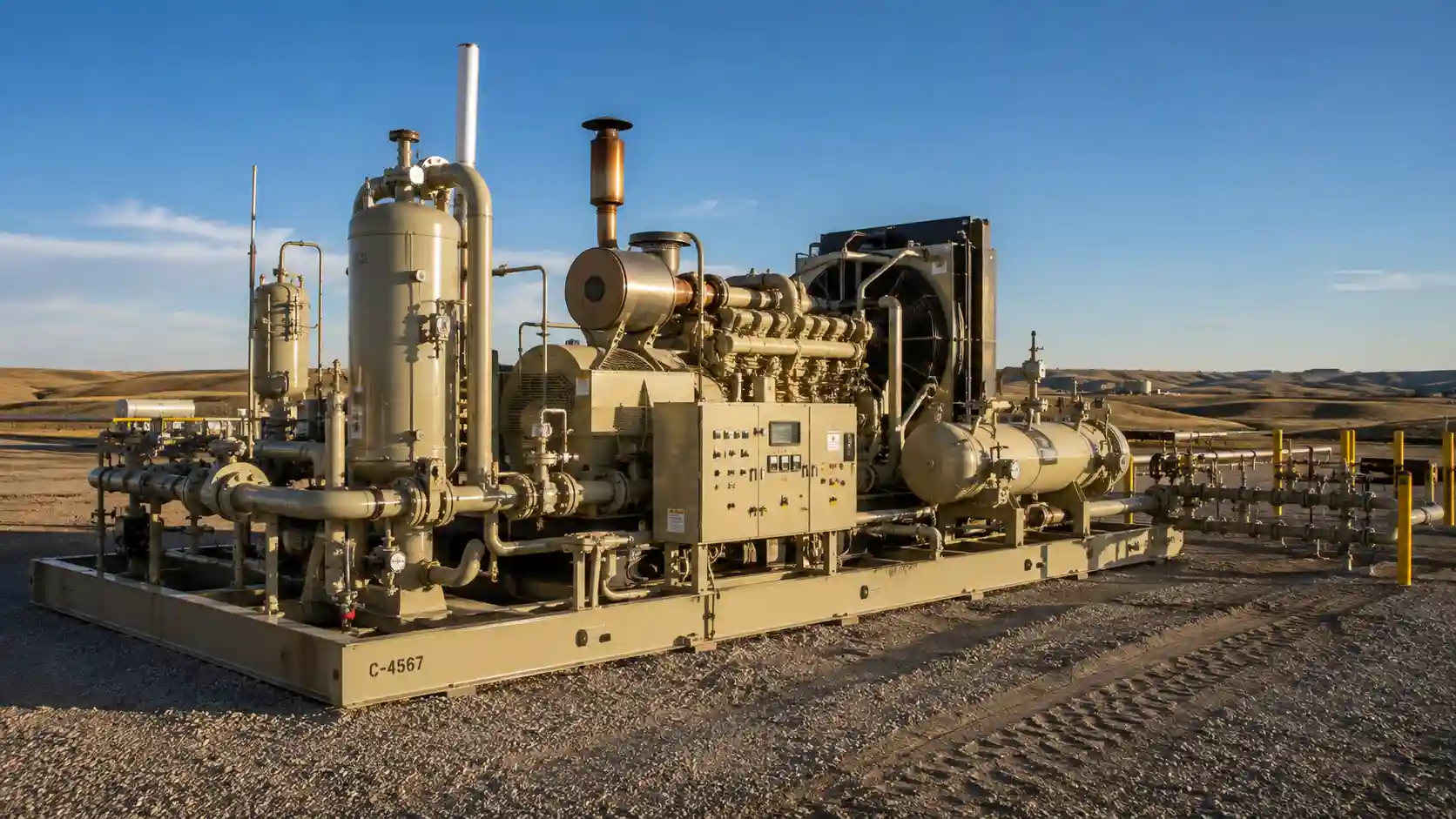 Industrial field gas compressor unit used for re injecting gas into tight shale reservoirs