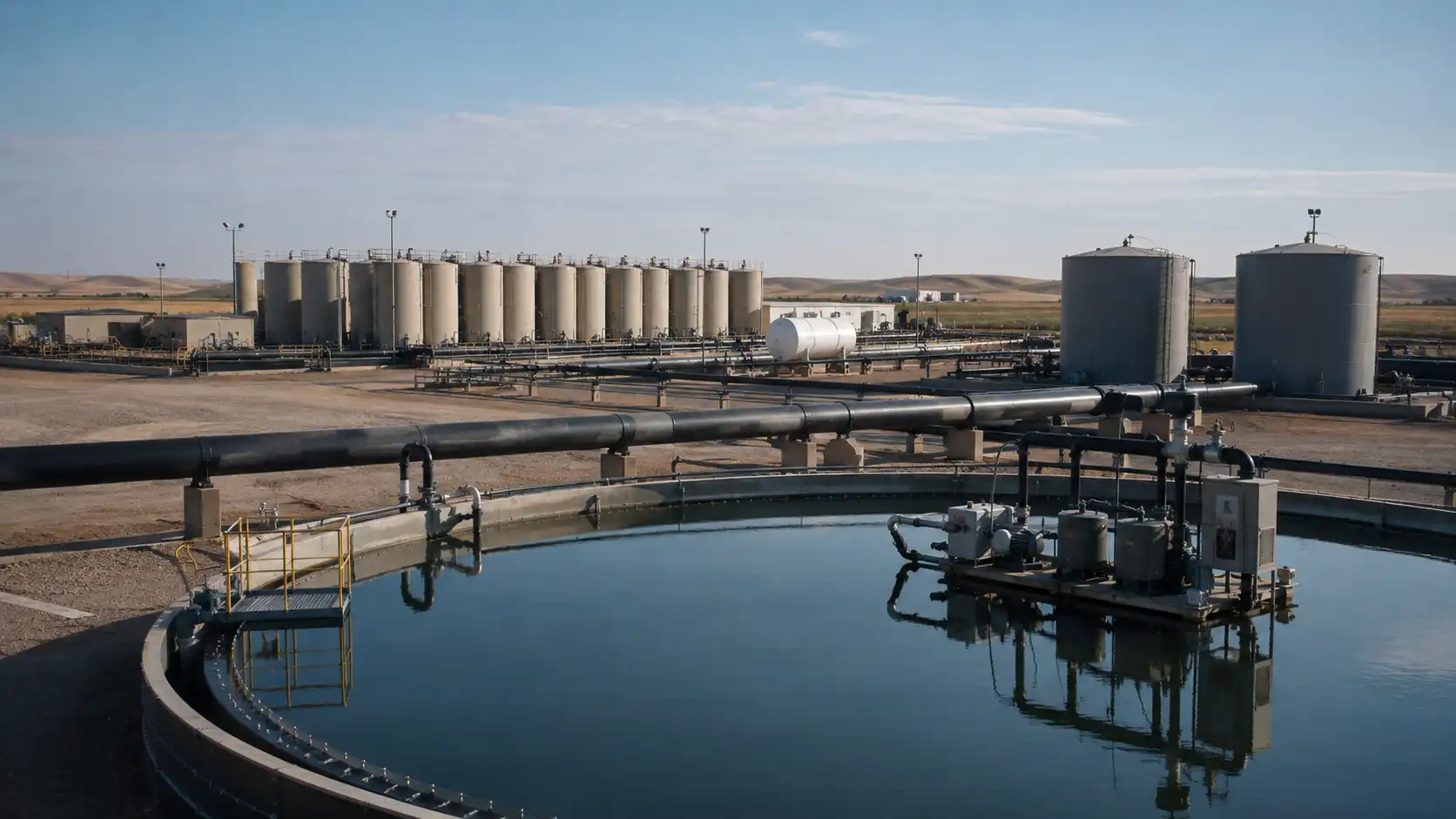 Bakken oilfield water handling facility highlighting non-hydrocarbon mineral rights and lithium extraction potential